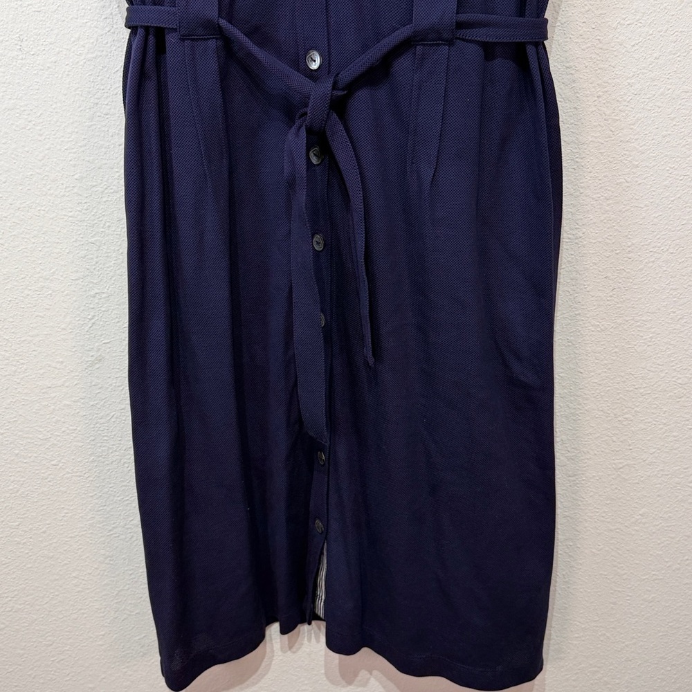 Brooks Brothers Classic Navy Button-Front Shirt Dress with Tie Waist size large - Picture 4 of 9